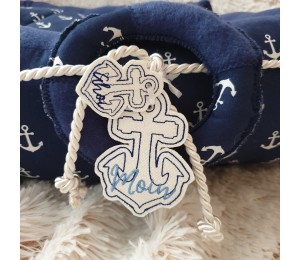 Stickserie ITH - Anker AHOI & MOIN - zum WENDEN plus ANHÄNGER, Appli & STECKER